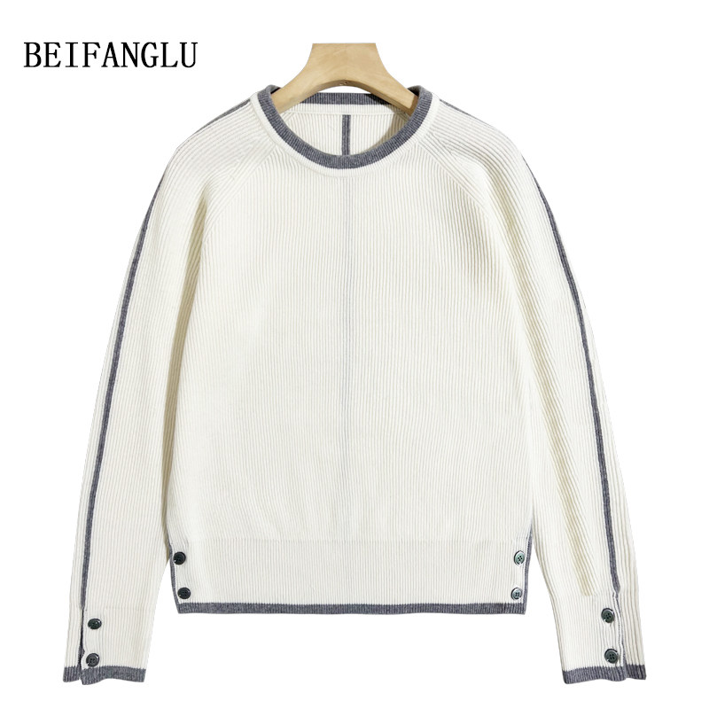 北方鹿【T*家经典条纹毛衣】秋冬厚款糯感坑条纹理女羊毛衫b6107