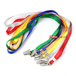 1CM展会证挂绳工作卡铁夹挂绳 锦纶铁扣吊绳 金丝带榄扣胸卡绳子