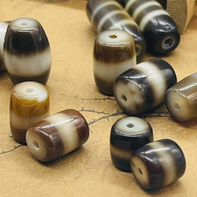 玛瑙一线黑白天珠吊坠DIY配件