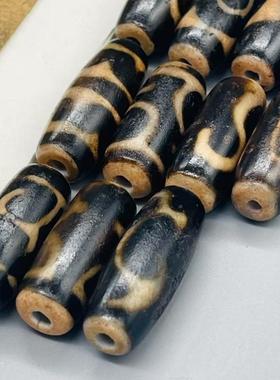 藏式天然玛瑙做旧老天珠虎牙配珠