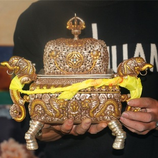 西藏纯手工藏银香炉大昭香薰炉家居摆件老物件仅此两尊