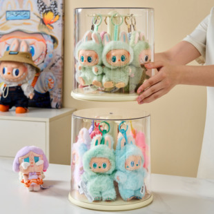 拉布布挂件展示盒旋转透明labubu毛绒公仔玩偶手办盲盒收纳展示架