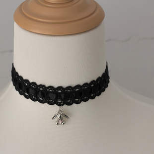 小兔子x黑白蕾丝锁骨链棉质颈饰颈环choker少女可爱puppy女仆配饰