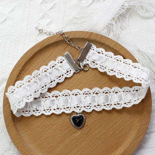 黑白蕾丝心形星星choker颈饰颈环项链花边Lolita甜美简单少女复古