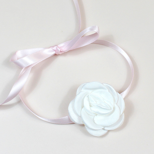 可爱甜美粉色x山茶玫瑰项圈项链缎带颈饰绑带法式甜美choker性感