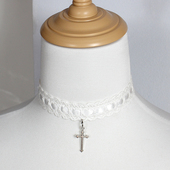 十字架蕾丝花边choker白蓝黑粉项链锁骨链颈饰项圈Lolita女仆修女