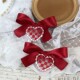 美式 复古甜心发夹酒红色爱心对夹头饰品Lolita少女甜酷装 饰蝴蝶结