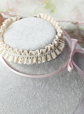 双层叠戴粉色长款蝴蝶结项链choker配饰Lolita甜妹蕾丝花边少女米