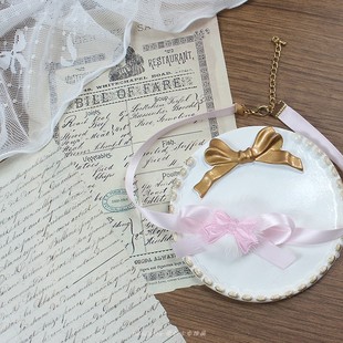 粉色缎带锁骨链项链choker少女甜妹蝴蝶结爱心夏百搭甜美毛绒女仆