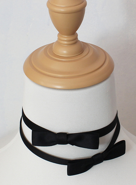 黑粉蝴蝶结颈饰双层叠戴锁骨链项链choker简约百搭少女可爱