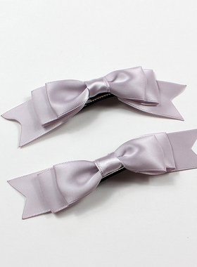 温柔灰紫色/蝴蝶结发夹对夹日系韩版vintage古董芭蕾风少女Lolita