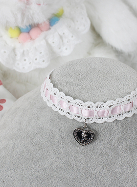 蕾丝玫瑰爱心蝴蝶结项圈巴洛克粉白蓝黑锁骨链项链choker甜美少女