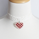 白红格蝴蝶结爱心吊坠蕾丝项链choker少女甜美可爱锁骨链puppy