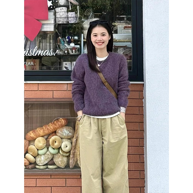 马海毛毛衣宽松软糯针织衫慵懒风