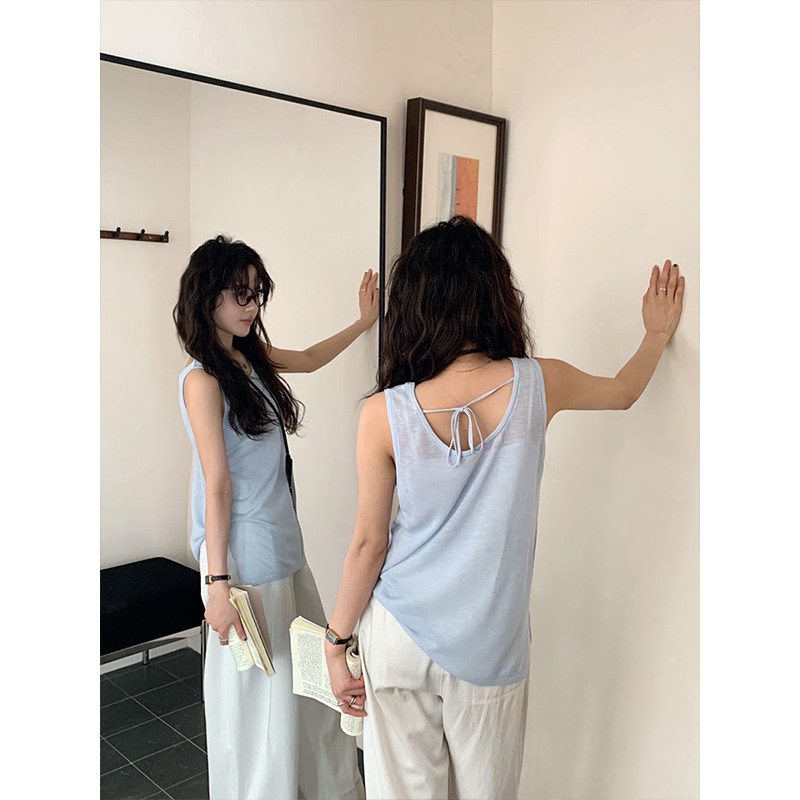 露背冰丝小吊带背心薄款无袖上衣