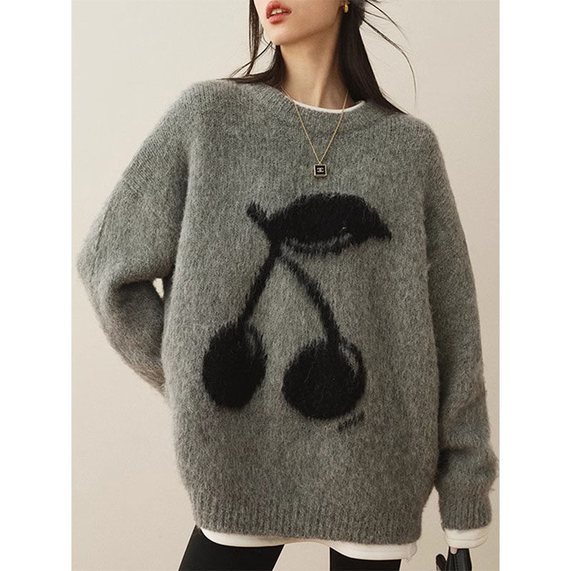 高级感灰色马海毛毛衣女冬季慵懒风宽松软糯针织羊绒衫内搭上衣厚,女装/女士精品,毛衣,淘宝优惠券,粉丝福利购,淘宝优惠卷