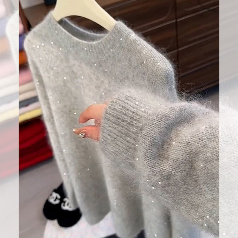细闪亮片毛衣慵懒宽松软糯针织衫