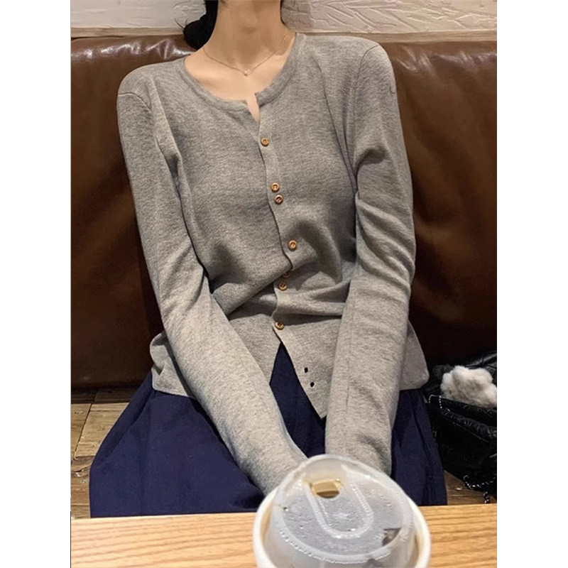 法式气质薄款针织开衫女春季高级感软糯短款上衣外套别致内搭打底