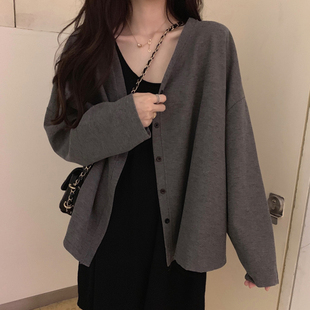 春秋针织开衫女外搭2026新款港味宽松外穿慵懒风毛衣外套显瘦上衣