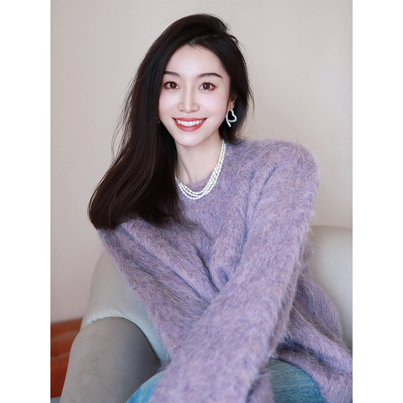 法式慵懒风水貂绒毛衣软糯针织衫