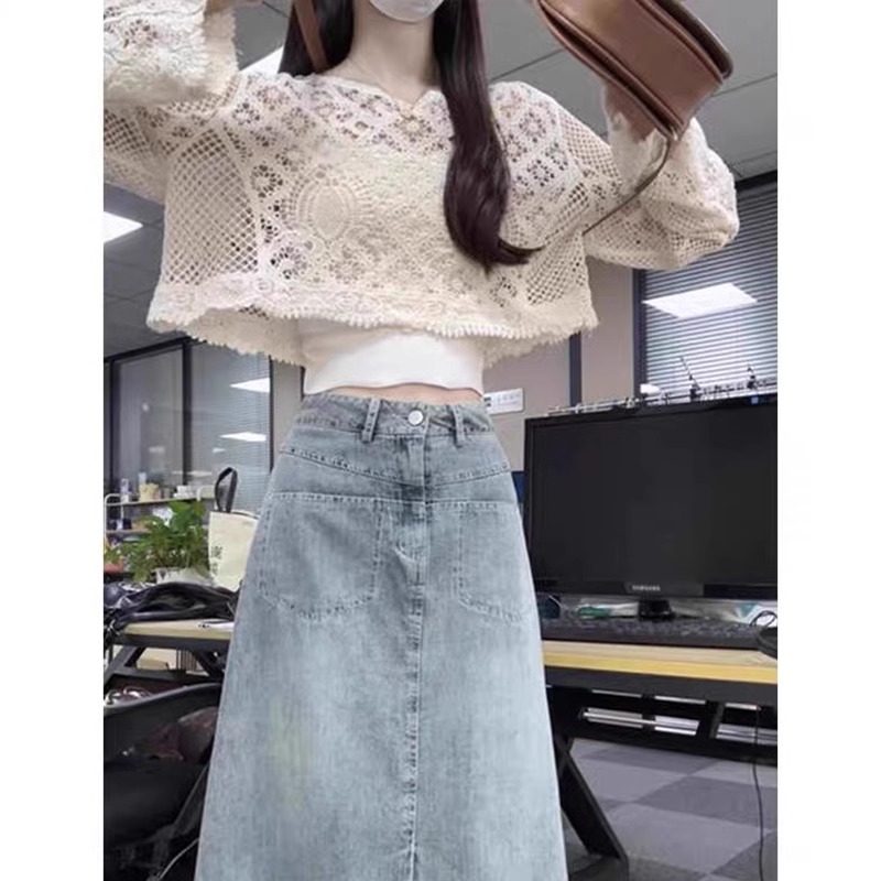 波西米亚杏色镂空针织罩衫女夏季宽松短款防晒空调衫薄款冰丝上衣