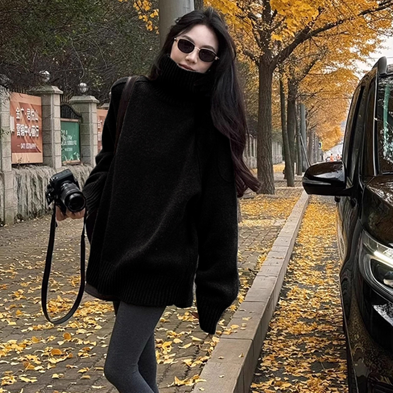 慵懒宽松高领毛衣宽松加厚针织衫