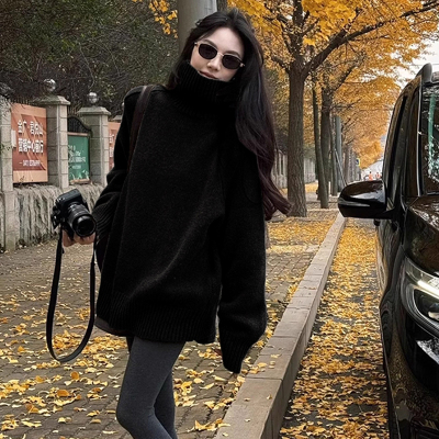 慵懒宽松高领毛衣宽松加厚针织衫