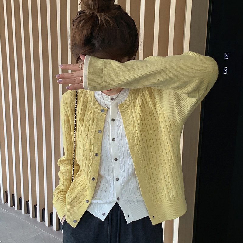 高知miu系假两件针织开衫韩系女