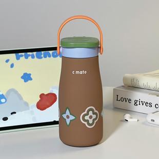 奶瓶保温杯大容量新款 学生高颜值水杯带吸管茶水分离杯子陶瓷内胆