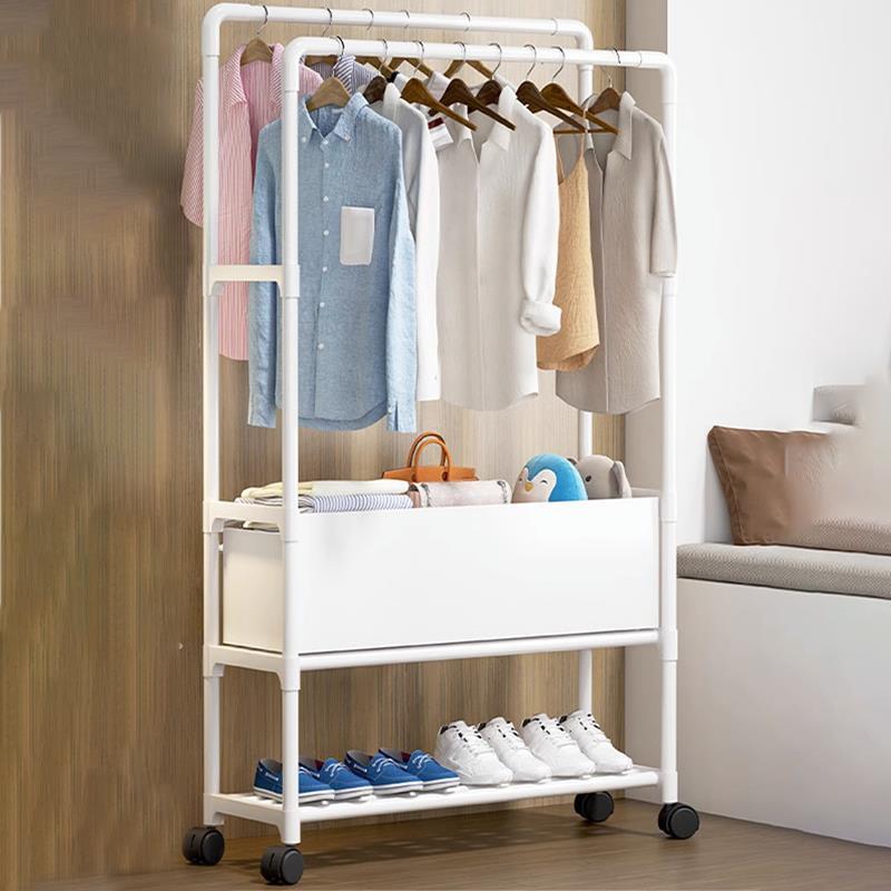 衣架落地卧室挂衣架带轮可移动家用简易衣帽架室内房间晾衣服架子