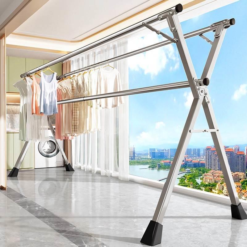 凉衣架固定座室外阳台落地加厚加粗家用水管挂衣结实伸缩晾衣杆