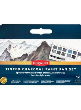 英国【DERWENT得韵旗舰店】Tinted Charcoal彩色炭颜料旅行盘12色套装 2306249