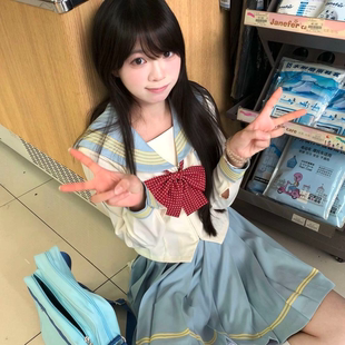 张不烦原创【海盐柠檬】秋季四本经线长袖学院jk水手服套装