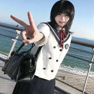 张不烦原创长袖日式二次元风裙子学生校服英伦白色校服学院风