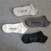 春夏短筒FOG复线ESS中帮纯色棉运动船袜子男女潮牌欧美滑板字母