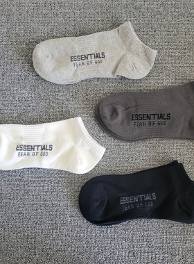 春夏短筒FOG复线ESS中帮纯色棉运动船袜子男女潮牌欧美滑板字母