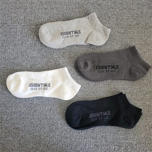 春夏短筒FOG复线ESS中帮纯色棉运动船袜子男女潮牌欧美滑板字母