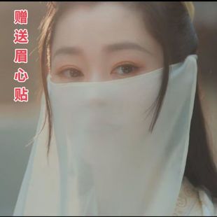 古风仙气飘逸汉服古装搭配中国风面纱仙女遮脸挂耳遮阳面巾女纱巾