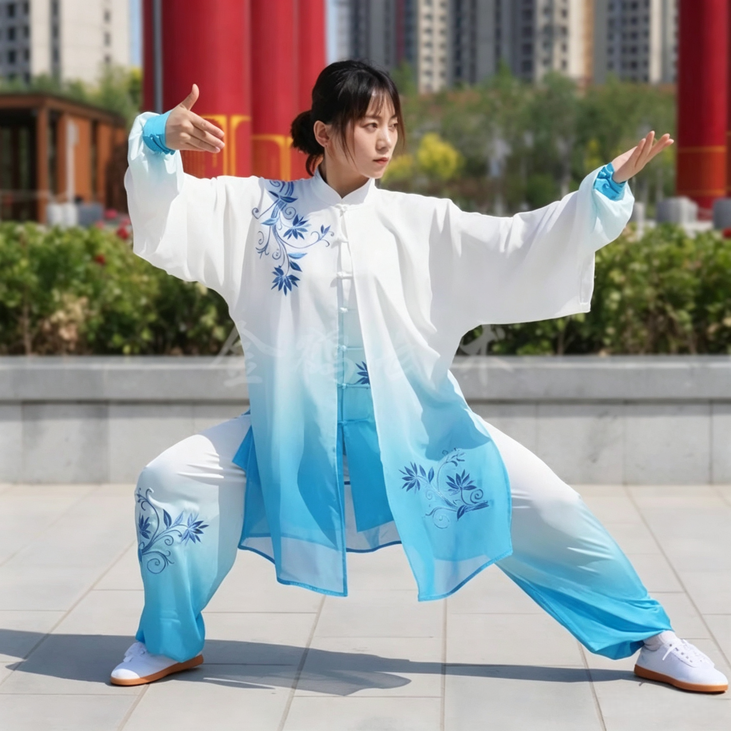金鹤新款弹力真丝绸过渡太极服