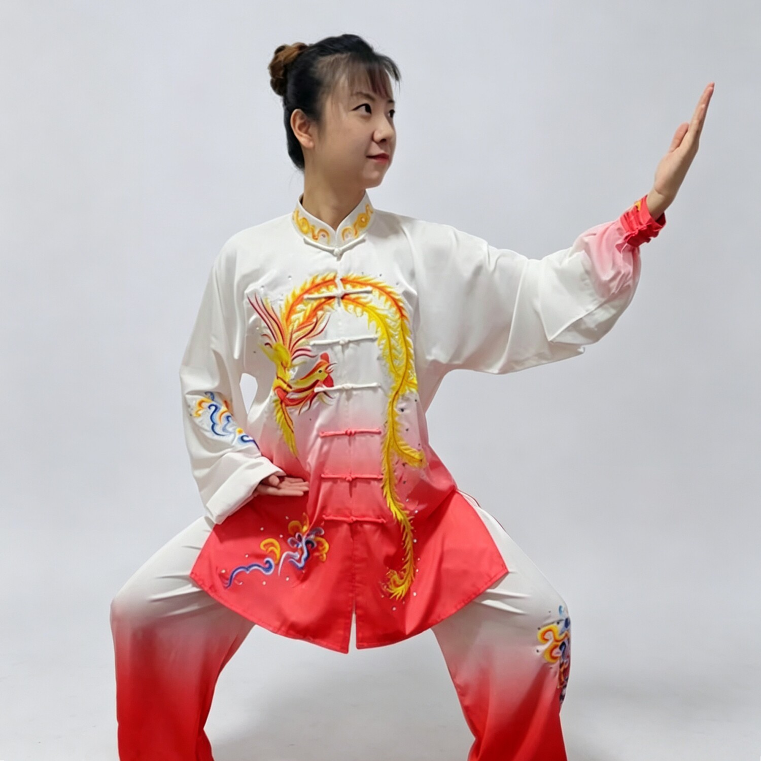 金鹤武术春夏新款女士刺绣太极服比赛表演服凤舞九天长袖包邮美观