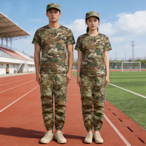 短袖迷彩服套装男女款弹力舒适