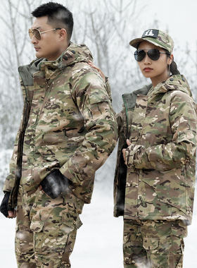 迷彩冲锋衣外套男秋冬季加绒三件套户外战术套装登山定制工作服女