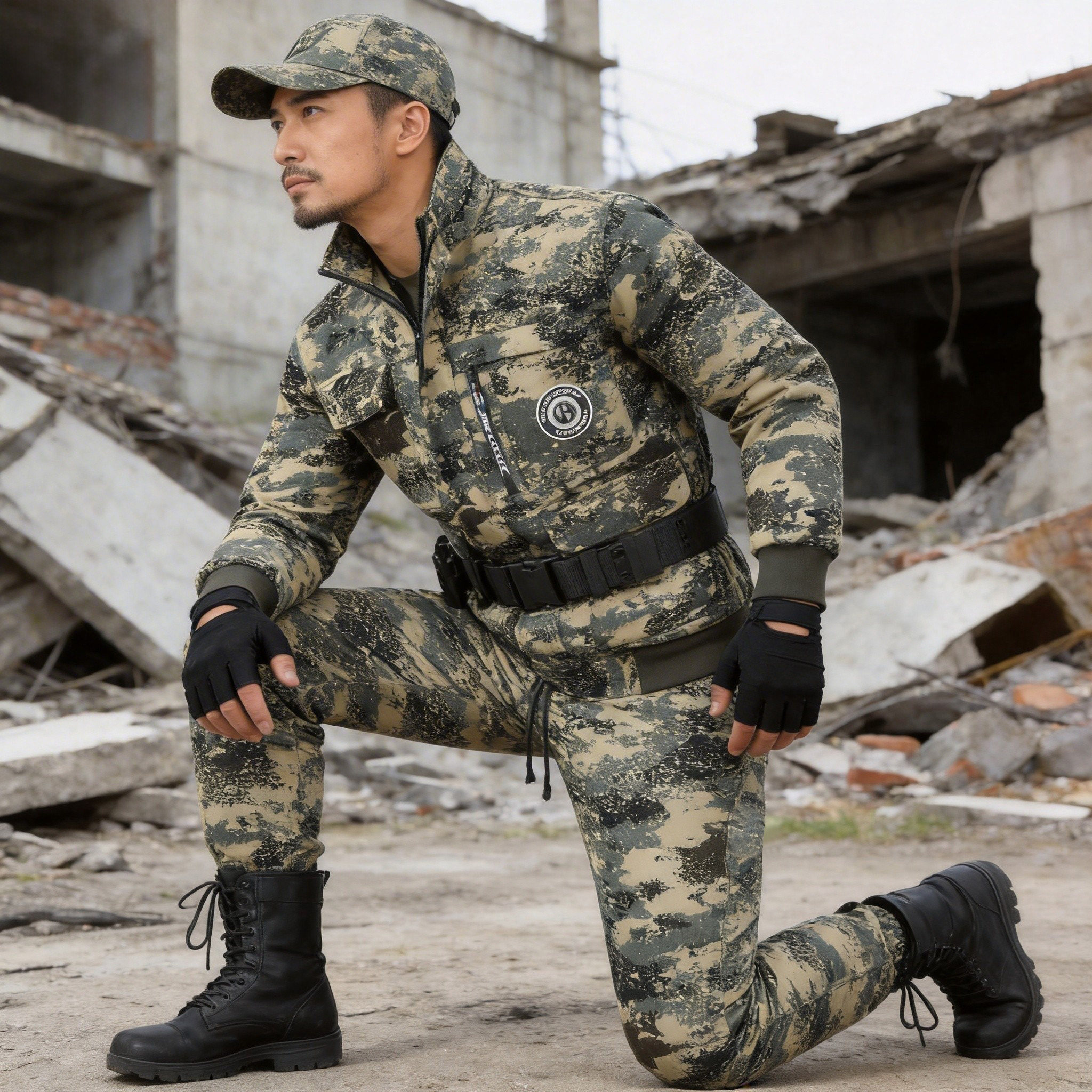 迷彩服套装春秋斜纹水洗棉厚弹力焊工可穿户外工作服男女劳保服