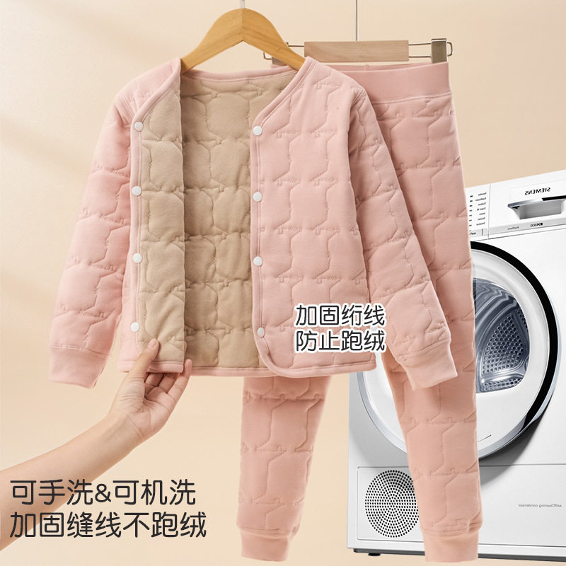 冬季儿童棉衣棉裤校服神器加绒加厚内胆套装男女童保暖衣套装批发