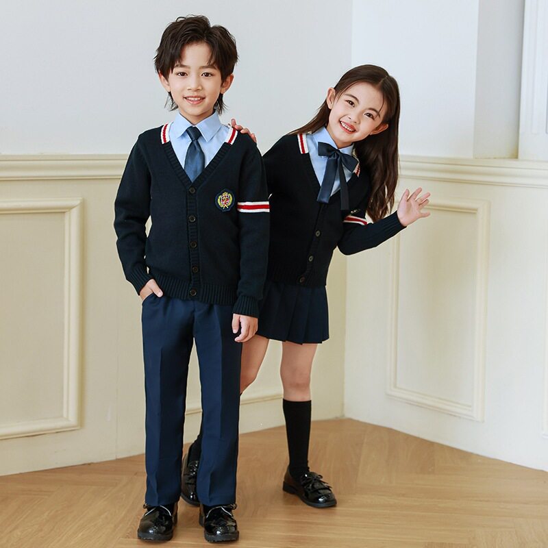 幼儿园园服秋冬学院风针织毛衣开衫小学生校服儿童班服毛线衫套装