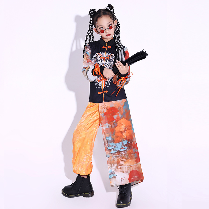 儿童中国风演出服女国潮街舞服装少儿模特走秀衣服女团爵士舞蹈