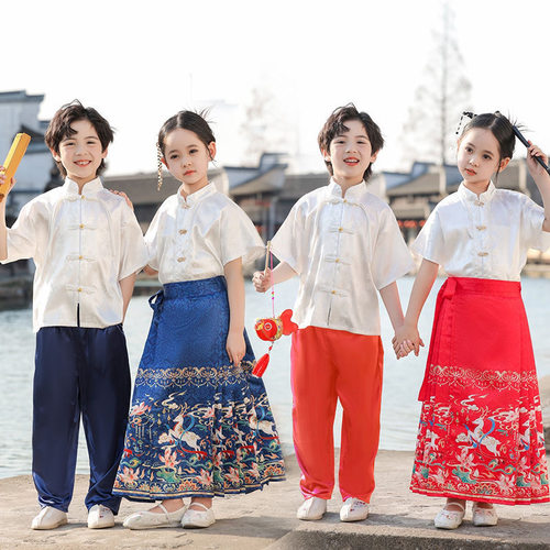 六一儿童演出服汉服男童女童马面裙2024新款中式套装中国风表演服