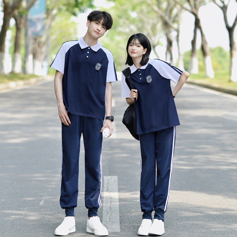 初中生班服夏季长裤套装学院风短袖小学五六年级毕业照运动会校服
