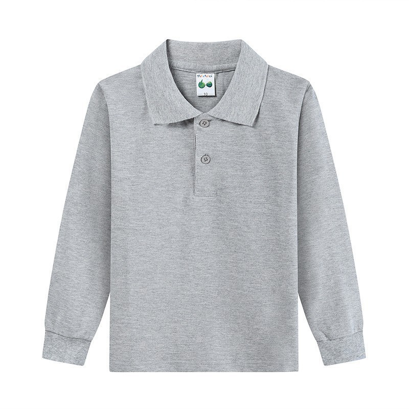儿童长袖T恤秋季中小学生校服班服翻领男女童纯棉POLO衫上衣印字