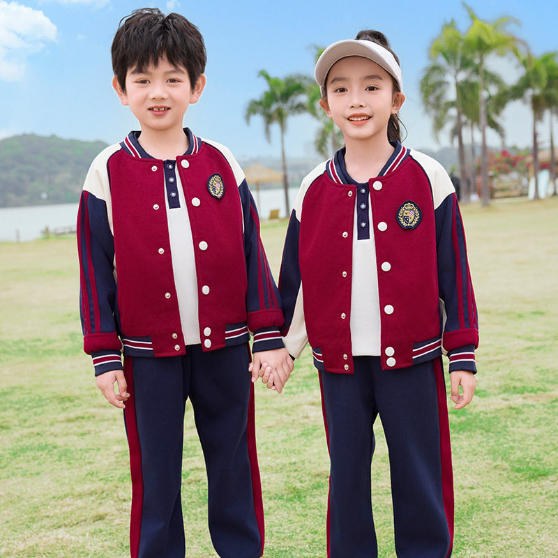 班服小学生校服春秋三件套装幼儿园园服儿童一年级春季红色运动服